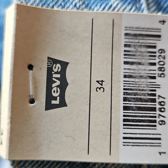 NEW! LEVI'S High Rise Mid Thigh Cut Off Denim Jean Shorts Side Slits 34. - Picture 7 of 8